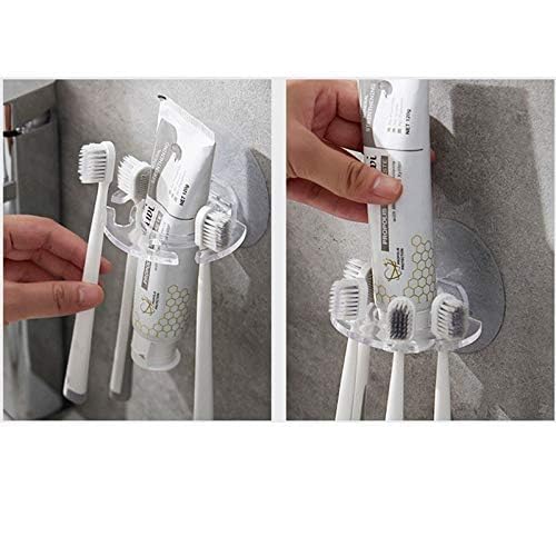Khedu Fab® 5-in-1 Toothbrush Holder with Toothpaste & Razor Storage, Wall Mounted Organizer, Transparent Plastic, 2 Pack - Image 5