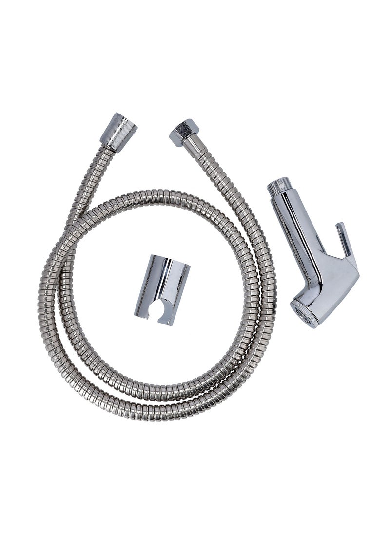 GEEPAS - Chrome Shattaf Set | Soft Spray, Non-Stop Water Jet With Easy to use Mechanism | High-Quality ABS Material And High Grade Chrome, 1/2" Standard Connector| For Bathroom Use GSW61106 - Image 1