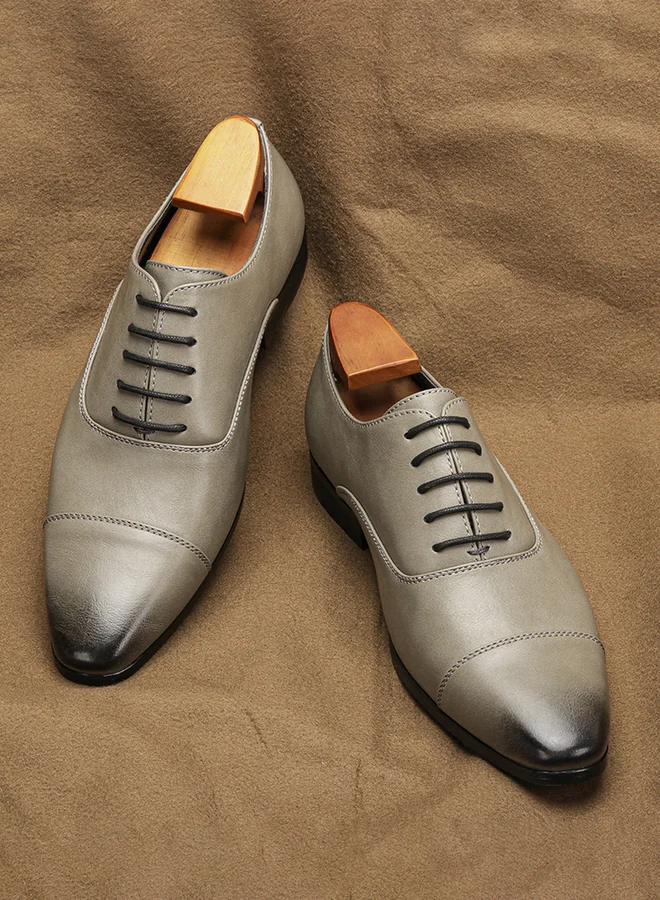 تايك تو Men Grey Formal Business Oxford Shoes