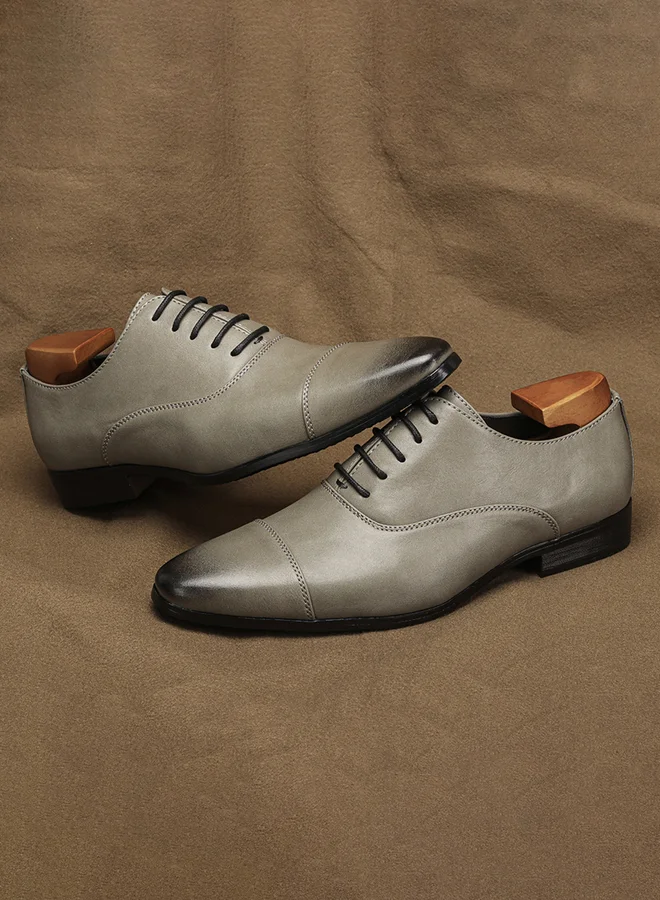 تايك تو Men Grey Formal Business Oxford Shoes