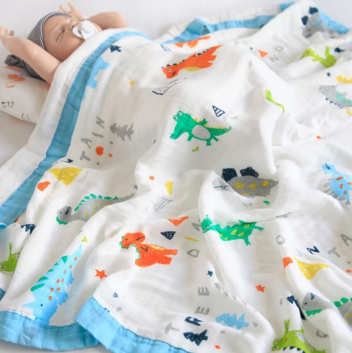 Fabrify 100% Pure Organic Cotton 6 Layer Muslin Blanket for Baby | Ultra-Soft Baby Quilt Cum Wrapper Blanket, Swaddle for Newborns and Toddlers 0-3 Years (Random Design),(1 Nos) - Image 2