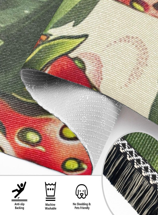 BOENLE سجادة ممر مانعة للانزلاق من بوينلي، قابلة للغسل، بنقشة فراولة لذيذة، مناسبة للممرات والمطابخ وغرف الغسيل وغرف النوم - Image 3