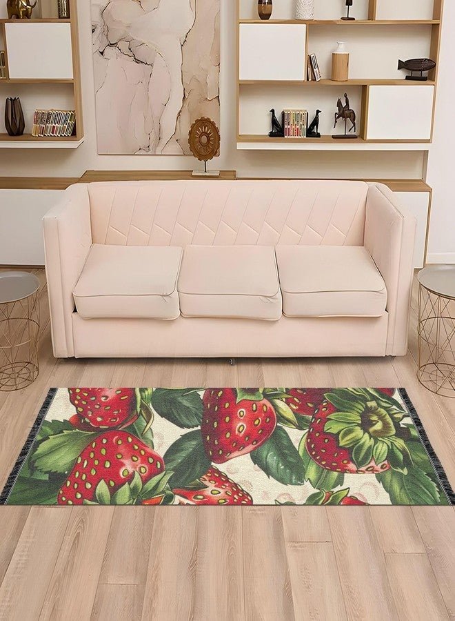 BOENLE سجادة ممر مانعة للانزلاق من بوينلي، قابلة للغسل، بنقشة فراولة لذيذة، مناسبة للممرات والمطابخ وغرف الغسيل وغرف النوم - Image 5