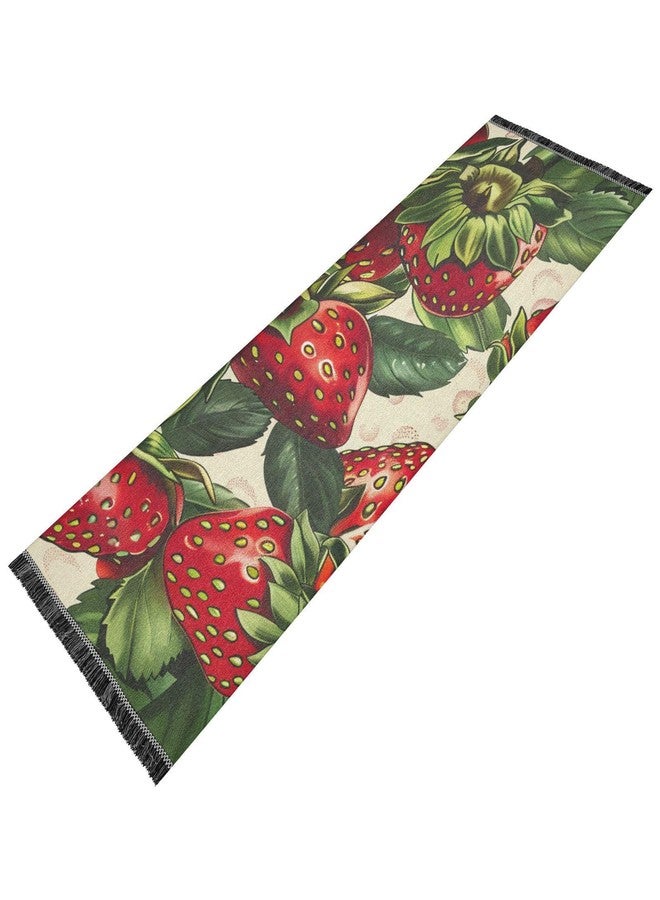 BOENLE سجادة ممر مانعة للانزلاق من بوينلي، قابلة للغسل، بنقشة فراولة لذيذة، مناسبة للممرات والمطابخ وغرف الغسيل وغرف النوم - Image 1