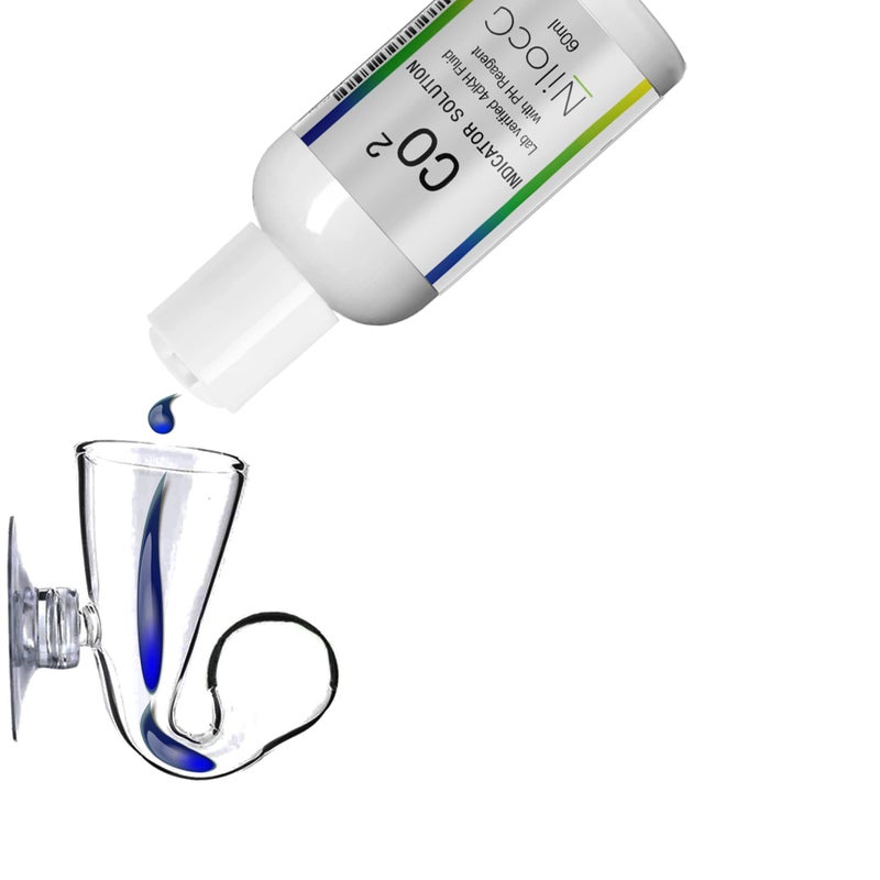 NilocG Aquatics Glass CO2 Drop Checker – CO2 Monitor Kit for Aquarium Tank – Functional and Reliable – Transparent Drop Checker, 4dkh/pH Reagent Solution and Suction Cup - Image 5