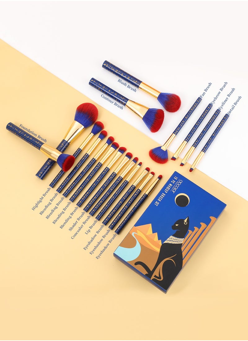 docolor - Makeup Brushes 19Pcs Makeup Brush Set Premium Gift Synthetic Powder Kabuki Foundation Contour Blush Concealer Eye Shadow Blending Liner Make Up Brush Kit, Ancient Egyptian Series - Image 1