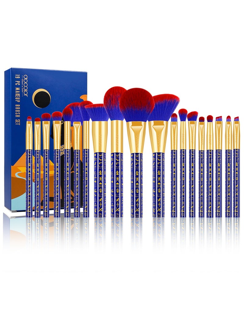 docolor - Makeup Brushes 19Pcs Makeup Brush Set Premium Gift Synthetic Powder Kabuki Foundation Contour Blush Concealer Eye Shadow Blending Liner Make Up Brush Kit, Ancient Egyptian Series - Image 1
