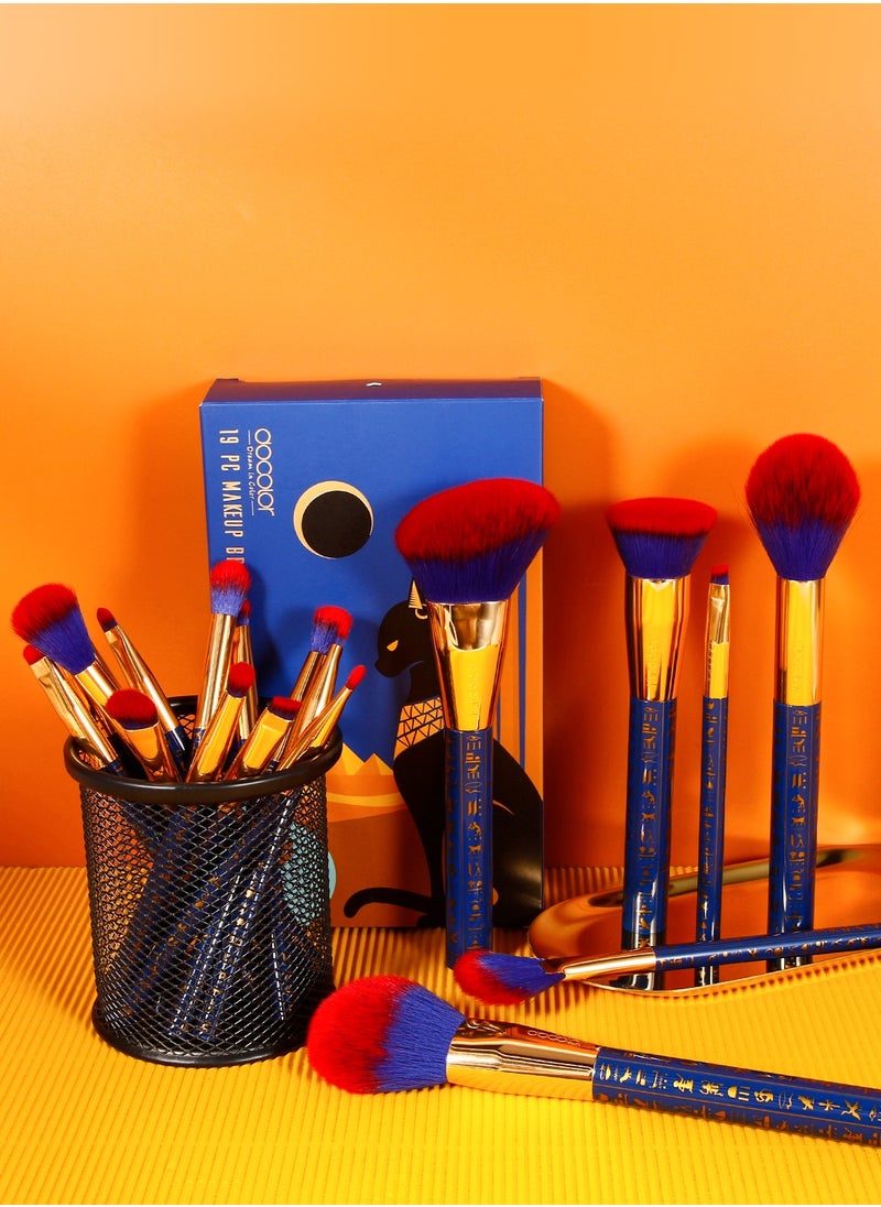 docolor - Makeup Brushes 19Pcs Makeup Brush Set Premium Gift Synthetic Powder Kabuki Foundation Contour Blush Concealer Eye Shadow Blending Liner Make Up Brush Kit, Ancient Egyptian Series - Image 1