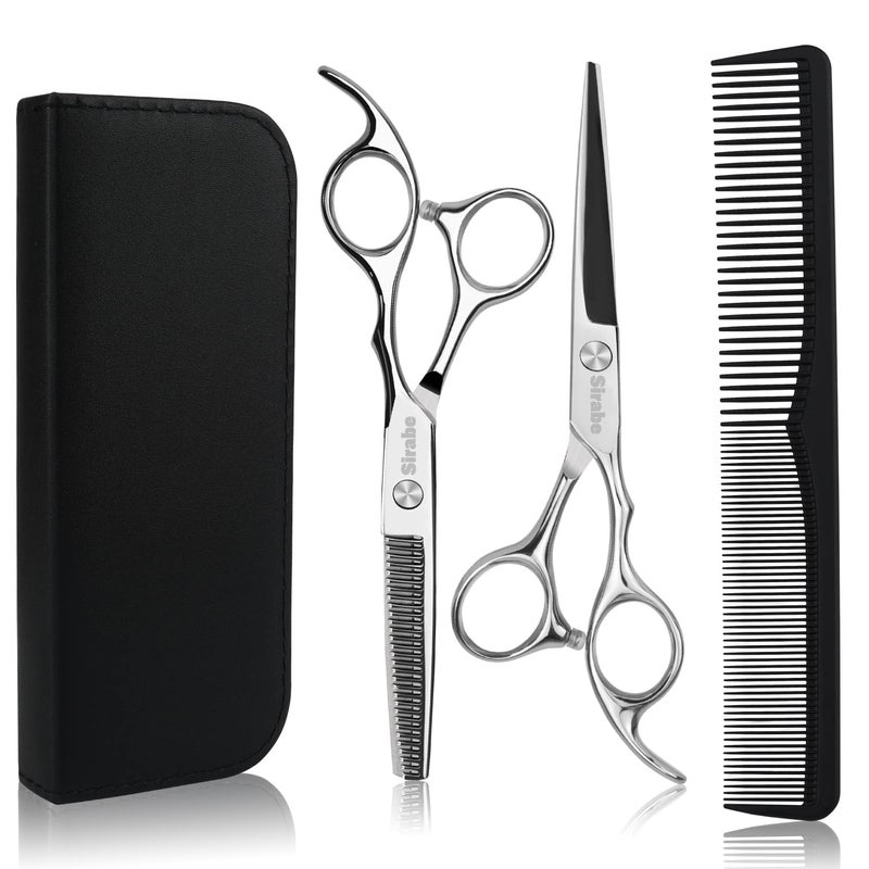 Hair Cutting Scissors Thinning Shears Kit 65 inch Professional Haircut Scissors for Beard Trimming Shaping with Comb Case Hairdressing Shears Set