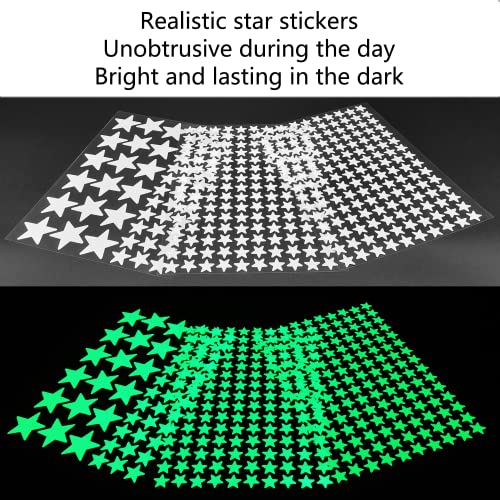 MOJOTORY Glow in The Dark Star Stickers, Bright and Lasting, Glow Stickers for Ceiling and Wall, Glow in The Dark Stars for Ceiling, Fantastic Wall Stickers for Bedroom, Green - Image 2