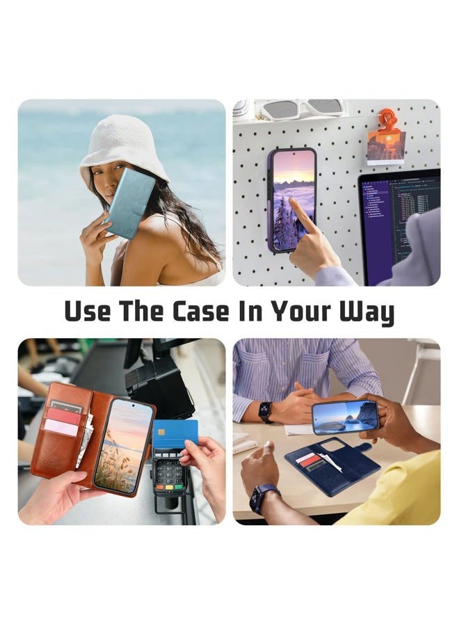 DJBull 2-in-1 Detachable Wallet Case for Samsung Galaxy S25 RFID Blocking Flip Folio with Card Holder | PU Leather Shockproof Protective Cover Women Men for Samsung S25 Phone Case Wine Red - Image 5
