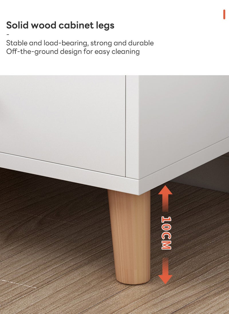 Simple Modern Style Double Drawer Bedside Table, White 43*30*48CM
