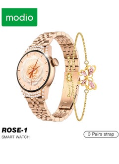 Smart Watch Rose-1 For Women with 3 Pairs Strap and Bracelet Embroidered and Wireless Charging Multicolour
