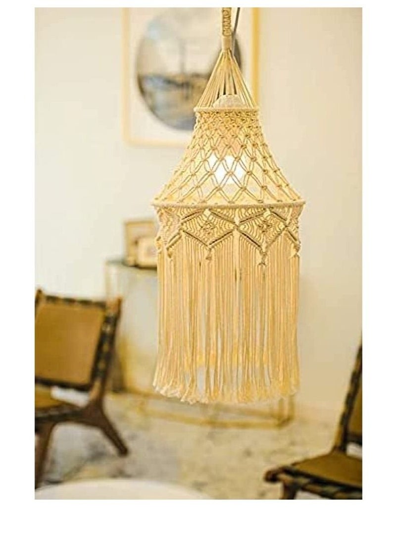 كابتن تيك Macrame Lamp Shade Boho Hanging Pendant Light Cover Modern Office Bedroom Living Room Nursery Dorm Room Bohemian Home Decor - Image 4