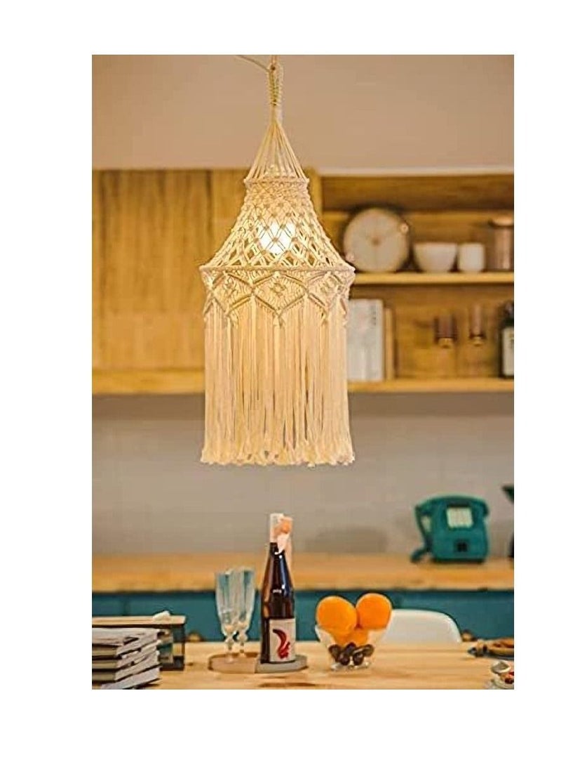 كابتن تيك Macrame Lamp Shade Boho Hanging Pendant Light Cover Modern Office Bedroom Living Room Nursery Dorm Room Bohemian Home Decor - Image 2