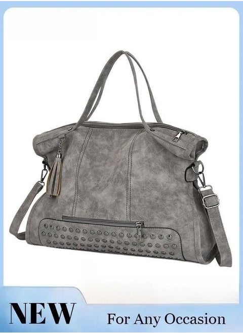 Women's Retro Tote Bag Matte Shoulder Bag Fashion Trend Large Capacity PU Portable Bag Elegant Lady Bag
