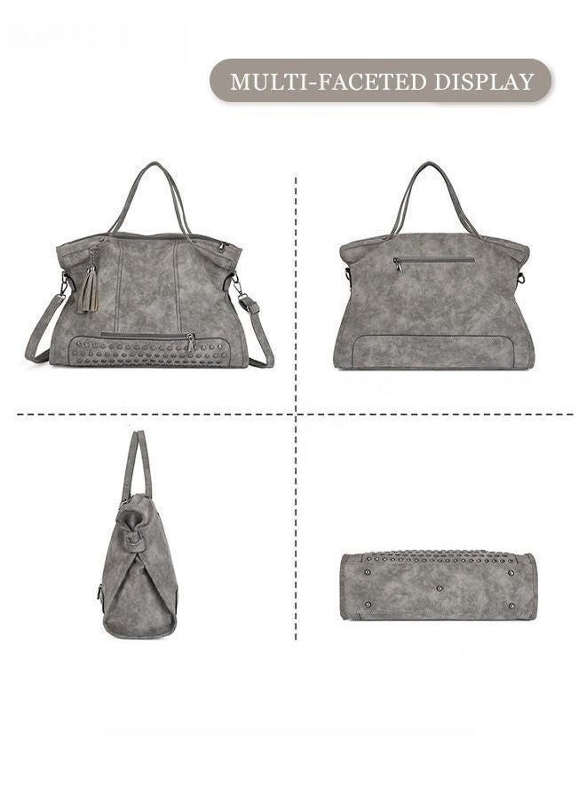 MIXDE - Women's Retro Tote Bag Matte Shoulder Bag Fashion Trend Large Capacity PU Portable Bag Elegant Lady Bag - Image 1