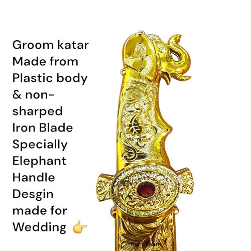 Bani Thani® Wedding Groom Fancy Katar Knife with Elegant Desgin in Rajputana Style Royal Look, Made of Fiber Plastic Body, Non Sharp Steel Blade (Size 9 inch) - Image 4