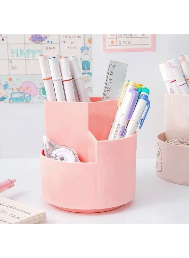 Rotating Three Grid Pen Holder, Office Student Desktop Pen Storage Box - Image 3