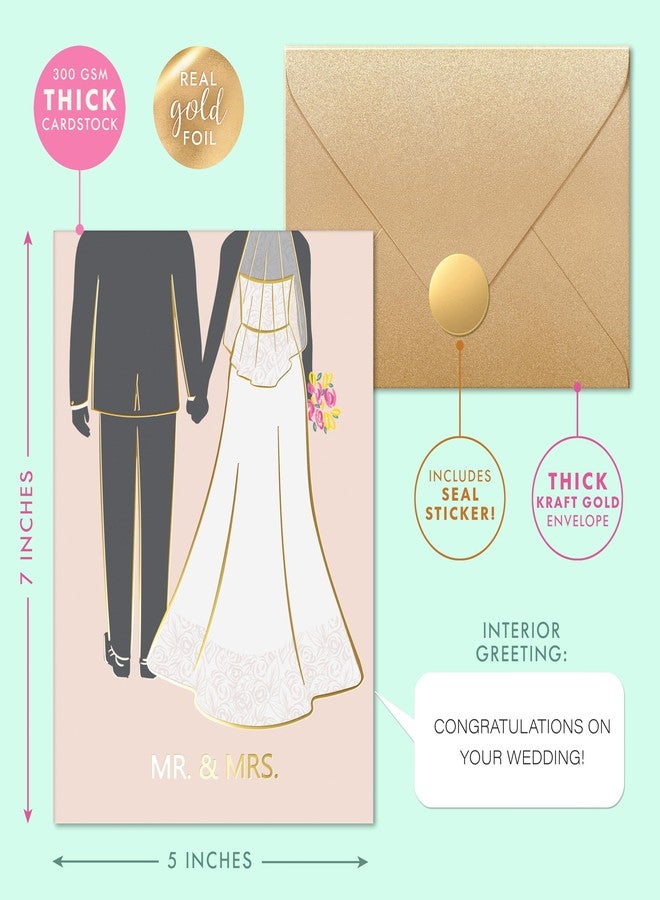 Sweetzer & Orange Wedding Greeting Card – Gold Foil Detailing Thick Stock Luxury Card – Modern Wedding with Gold Kraft Envelope & Sticker – Perfect for Weddings & Engagements - Image 2