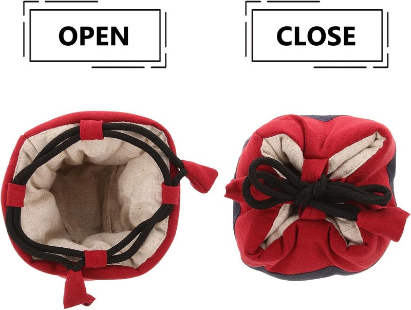 Portable Teaware Storage Bag Large Drawstring Cloth Tea Cup Pouch for Travel and Camping, Wine Red and Navy Blue, Tea Cup Holder with Soft Fabric for Kitchen Organization - Image 3