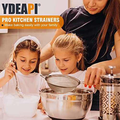 Ydeapi Fine Mesh Strainer, Stainless Steel Strainers with Sturdy Handle, Set of 3 Metal Sieve for Kitchen Food, Rice, Quinoa, Tea - 7", 4.6", 2.7" - Image 5