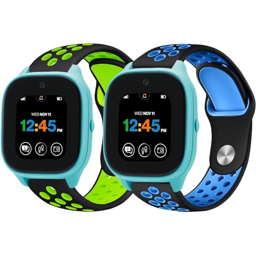 BXKM [2 Pack] Silicone Sport Bands Compatible with Gizmo Watch 3/2/1,Gabb Watch 3/2/1,SyncUP Watch Band for Kids,20mm Soft Breathable Smartwatch Band for Boys and Girls,Small Size (Black Blue & Black - Image 1
