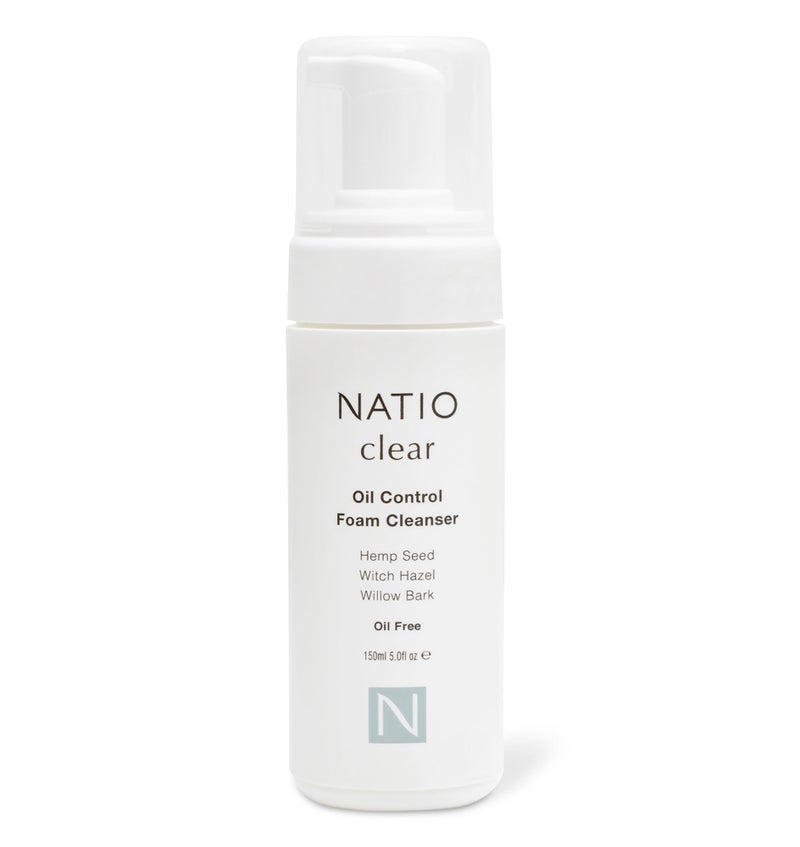 Natio Australia Clear Oil Control Foam Cleanser 5 oz Acne Face Wash Face Cleanser with Tea Tree Witch Hazel For Oily Acne Prone Skin