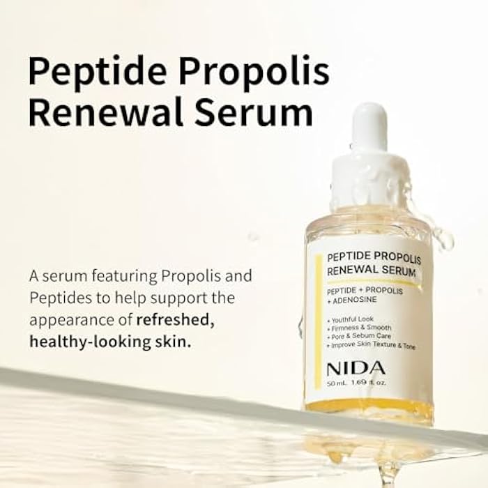 NIDA Peptide Propolis Renewal Serum | Peptide Complex, Propolis Extract, Adenosine | Youthful Look, Wrinkles, Fine Lines, Pore & Sebum Care | 1.69 fl.oz., 50ml - Image 2