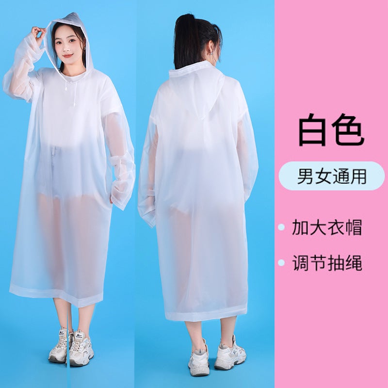 Generic Unisex EVA Long Raincoat Thick Adult Children Pullover White 