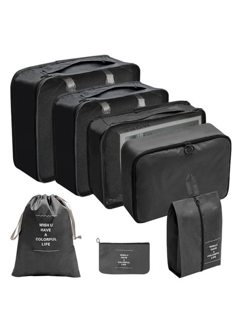 7 Piece Folding Travel Organizer Set Black