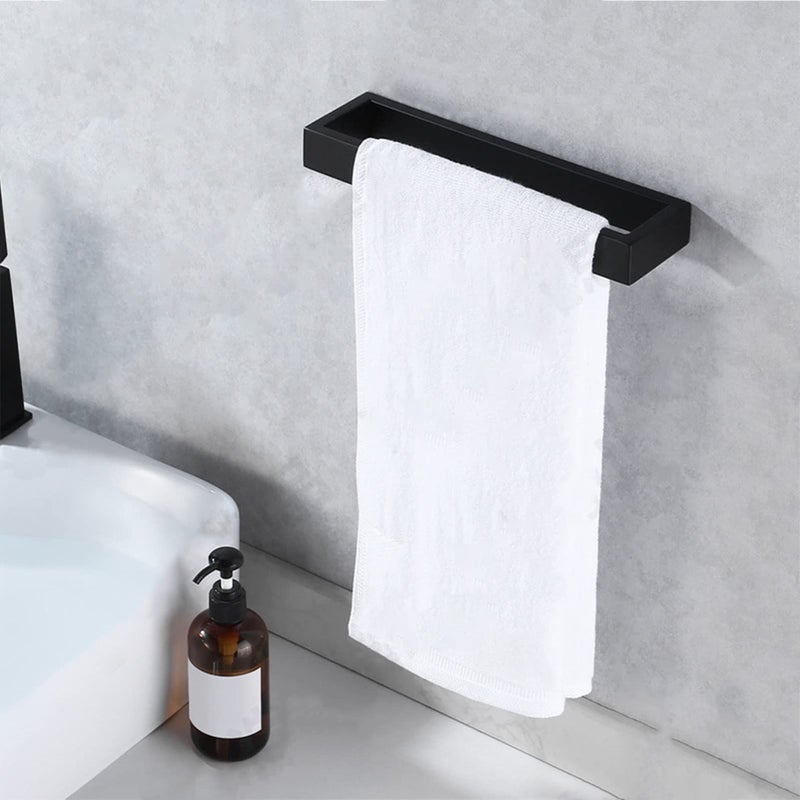 Wall Mounted Stainless Steel Towel Rack Heavy Duty Brushed Finish Matte Black 26x7x3cm - Image 4