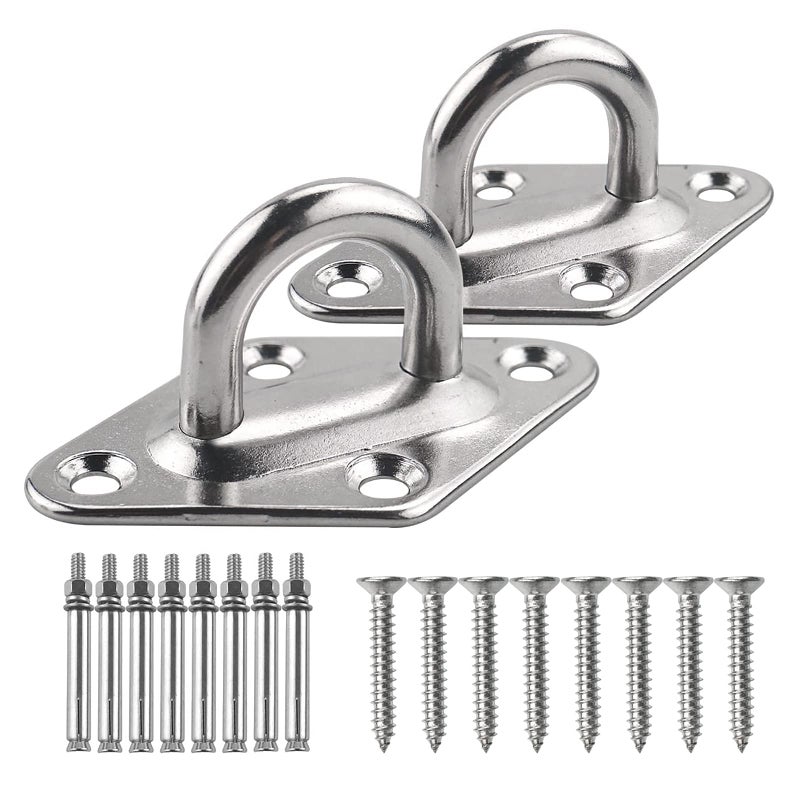 TooTaci TooTaci 1000lb Capacity Hammock Hooks Heavy Duty Hammock Hanging Kit with Screw Bolts Stainless Steel Hammocks Wall Mount Kit Ceiling Hook for Indoor Outdoor Swing Chairs Hanging 