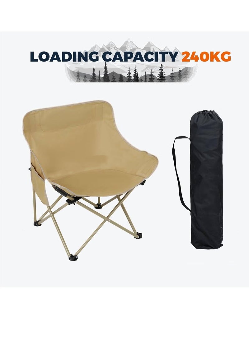 Camping Chair, Portable Folding Outdoor Lawn Chair with Side Pockets, Lightweight Beach Arm Chair, for Camping, Hiking, Fishing, Backyard, Lawn, Garden