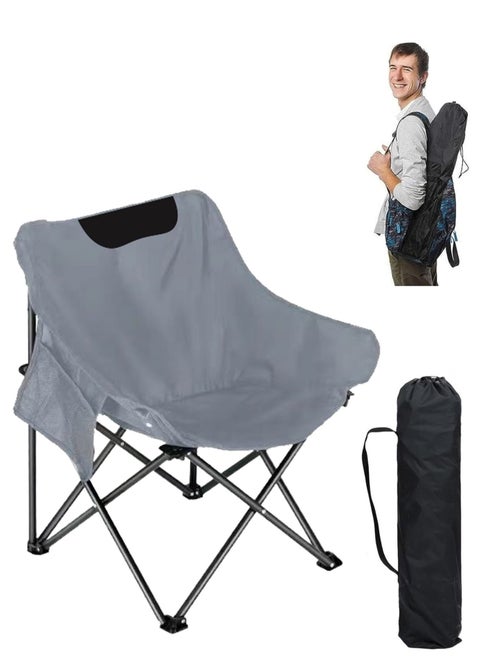 Camping Chair, Portable Folding Outdoor Lawn Chair with Side Pockets, Lightweight Beach Arm Chair, for Camping, Hiking, Fishing, Backyard, Lawn, Garden