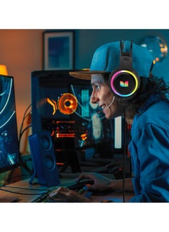 Monster Monster RGB Gaming Headset - Stereo Surround Sound - 50MM Drivers - Built-In Volume Control - Connect with 3.5mm X2 & USB For Lighting | For PC  - Image 2
