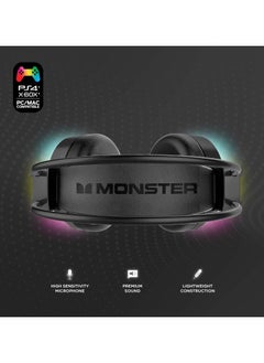 Monster Monster RGB Gaming Headset - Stereo Surround Sound - 50MM Drivers - Built-In Volume Control - Connect with 3.5mm X2 & USB For Lighting | For PC  - Image 4
