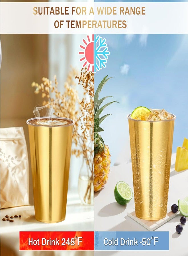 KesaPlan 50PCS Gold Plastic Cups, 16oz Disposable Plastic Tumblers for Party, Fancy Mirorred Golden Cups Bulk for Hot Cold Drinks, Disposable Drinking Glasses for Wedding Birthday Holiday Events - Image 5