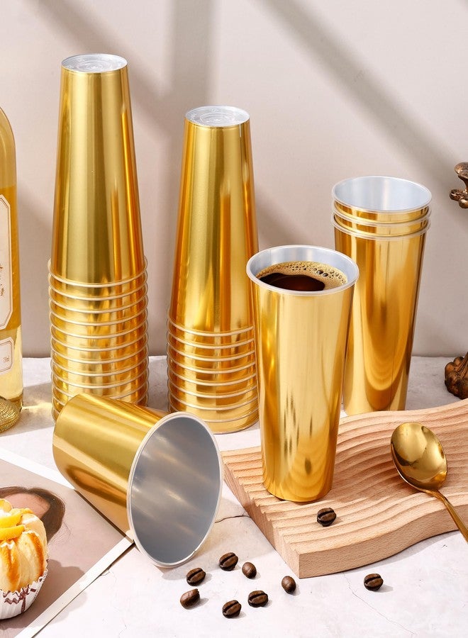 KesaPlan 50PCS Gold Plastic Cups, 16oz Disposable Plastic Tumblers for Party, Fancy Mirorred Golden Cups Bulk for Hot Cold Drinks, Disposable Drinking Glasses for Wedding Birthday Holiday Events - Image 3