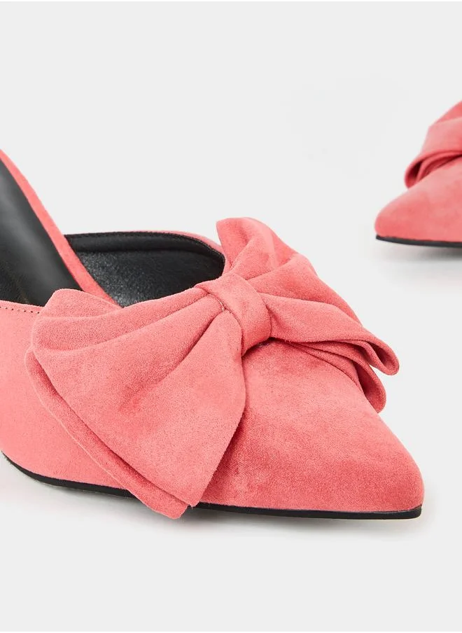 Styli Bow Decor Pointed Toe Mules