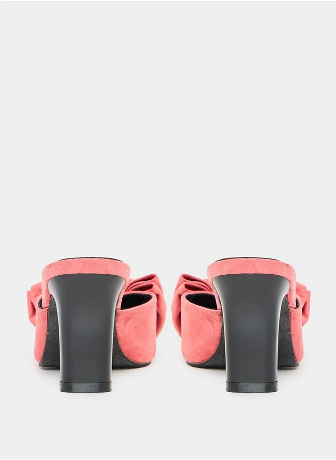 Styli Bow Decor Pointed Toe Mules