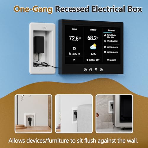Dremica DVFR1W-1 Recessed Outlet Box, Recessed Electrical Box for Wall Mount TV, Outlet Mounting Box for New Construction&Retrofit Projects, Wall Outlet Box with Duplex & Decorator Style Covers,1-Gang - Image 3
