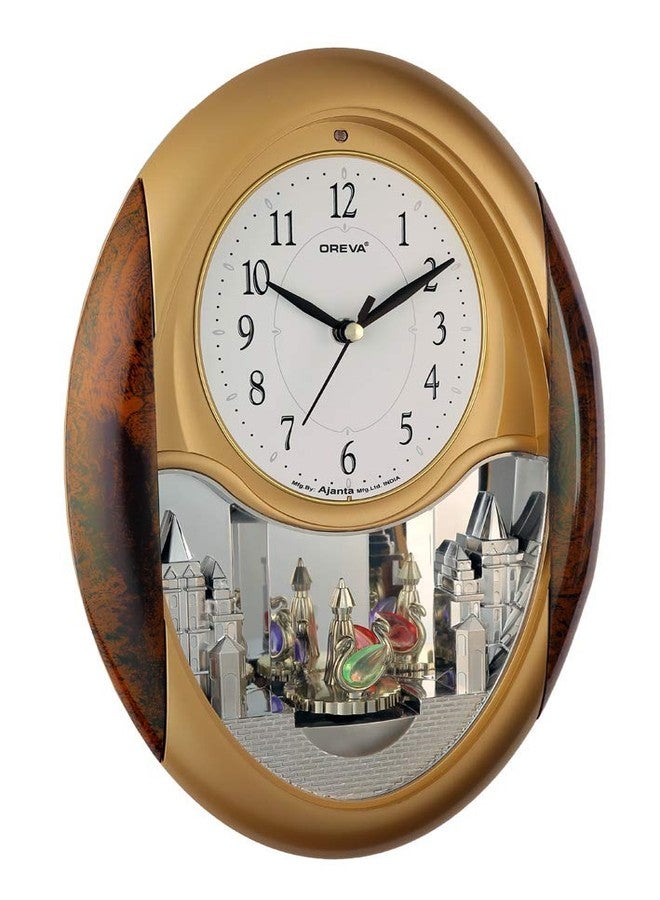 OREVA Plastic Rotating and Musical Pendulum Wall Clock (23.0 cm x 6.0 cm x 35.5 cm, AQ-2047) (Copper)-Analog - Image 2