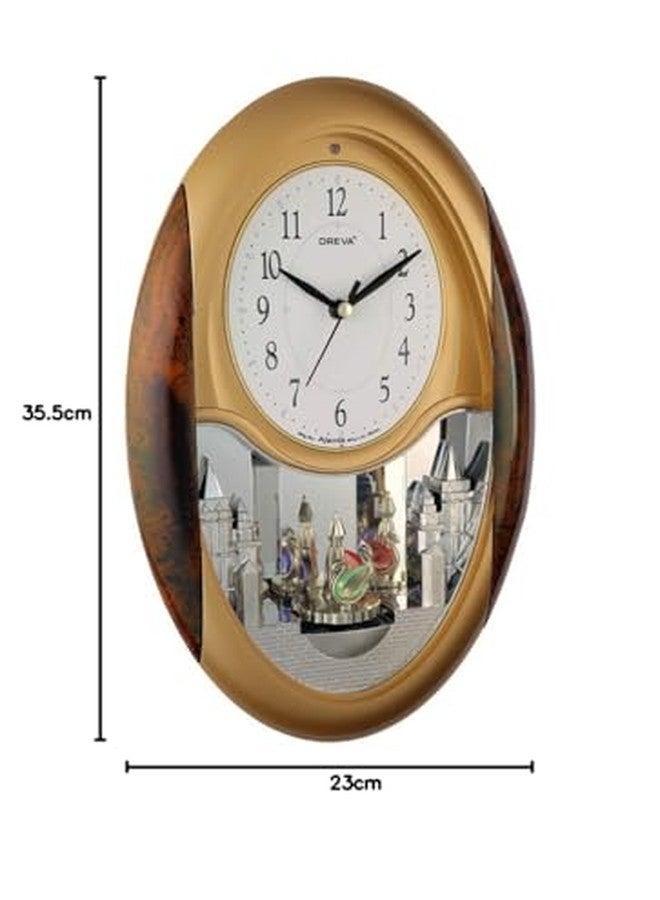 OREVA Plastic Rotating and Musical Pendulum Wall Clock (23.0 cm x 6.0 cm x 35.5 cm, AQ-2047) (Copper)-Analog - Image 3