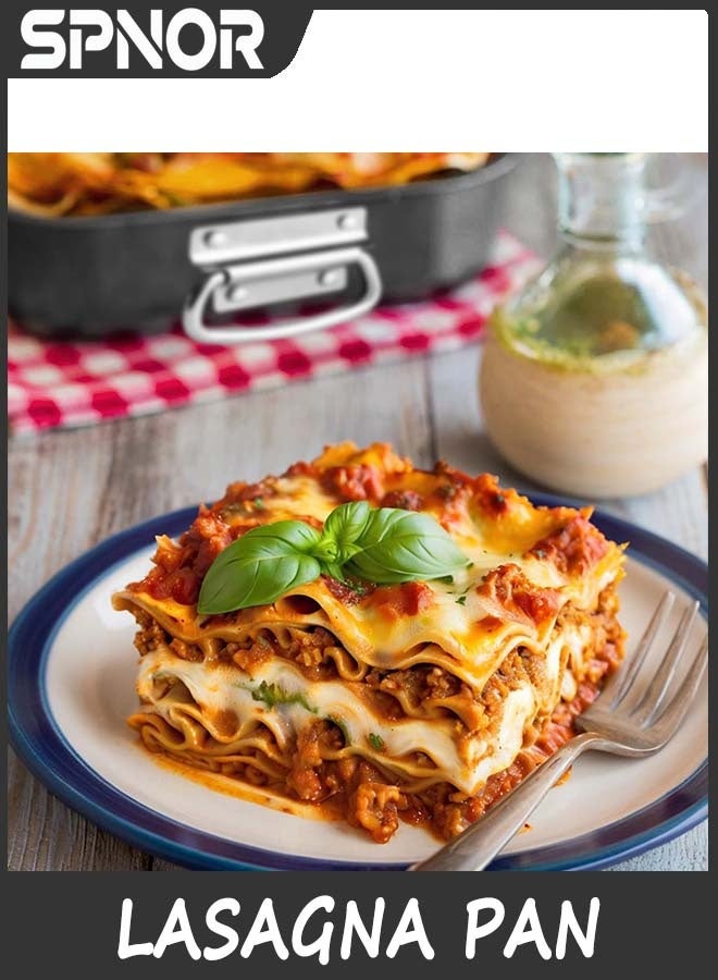 Spnor Lasagna Pan 8cm Deep, 40.8 × 29.5cm Baking Pan for Oven, Nonstick Cake Baking Dish for Brownie, Roasting Pans with Stainless Steel Handles, Heavy Duty, Dishwasher Safe, black - Image 2