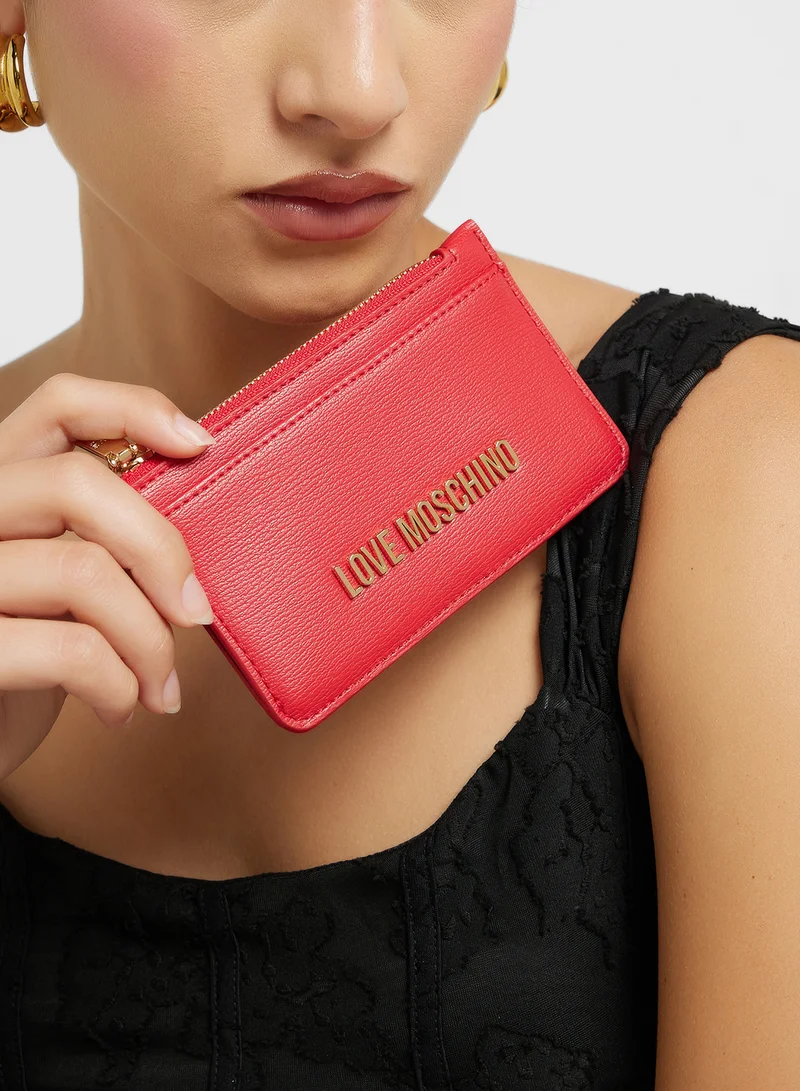 لوف موسكينو Logo Detailed Zip Over Wallet