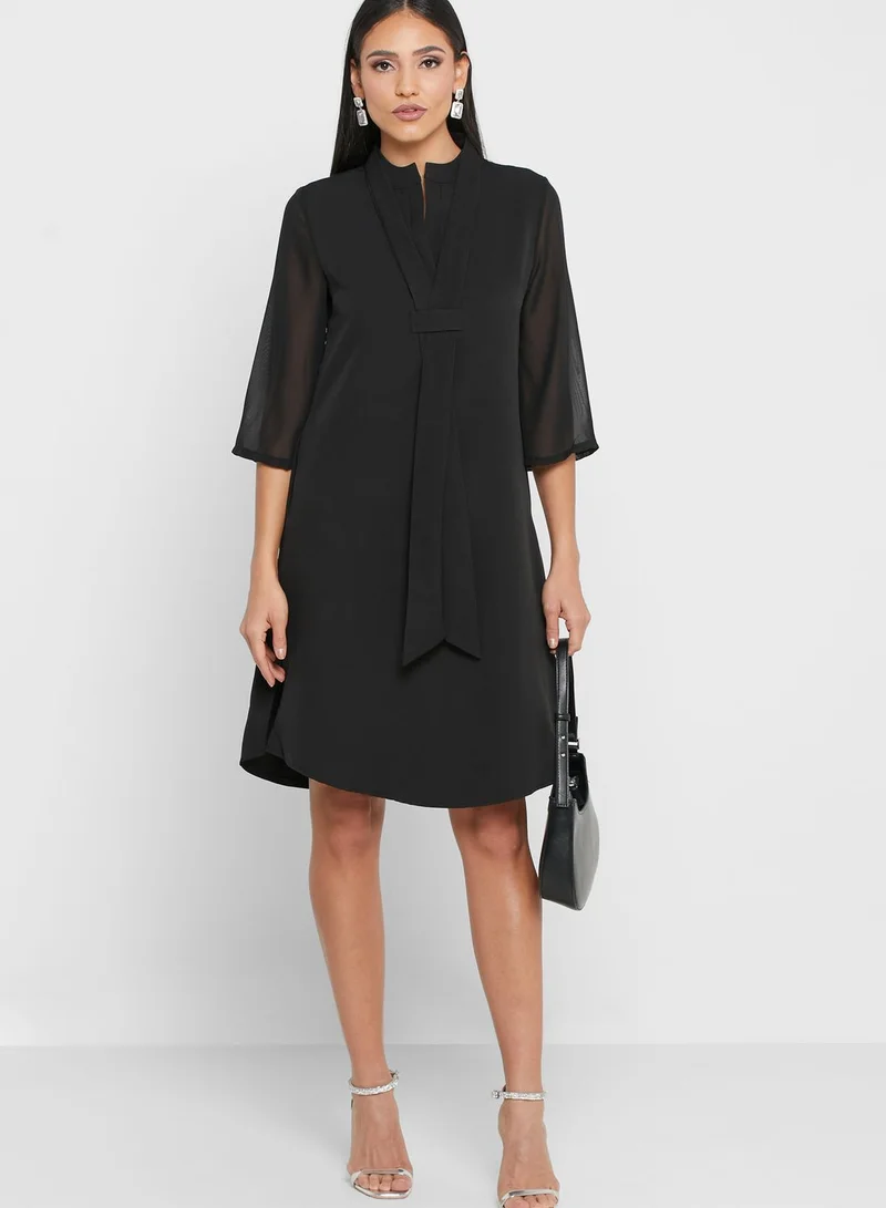 ELLA Neck Tie Detail Shift Dress