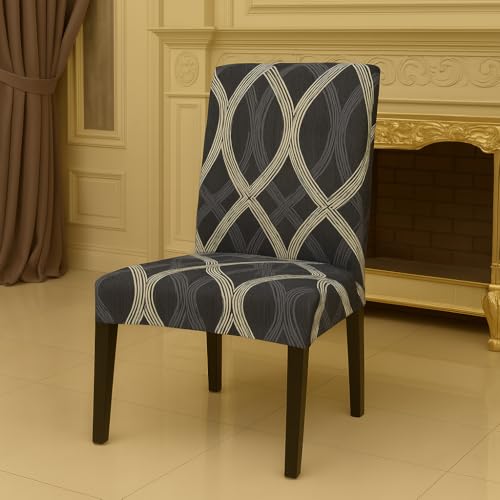 Homerz Premium Pack of 4 Elastic Stretchable Dining Chair Cover, Removable Washable Elastic Floral Printed Dining Chair Covers seat Cushion pad Wooden (Diagram, Pack of 4) - Image 2