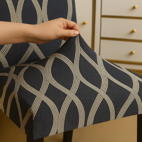 Homerz Premium Pack of 4 Elastic Stretchable Dining Chair Cover, Removable Washable Elastic Floral Printed Dining Chair Covers seat Cushion pad Wooden (Diagram, Pack of 4) - Image 3