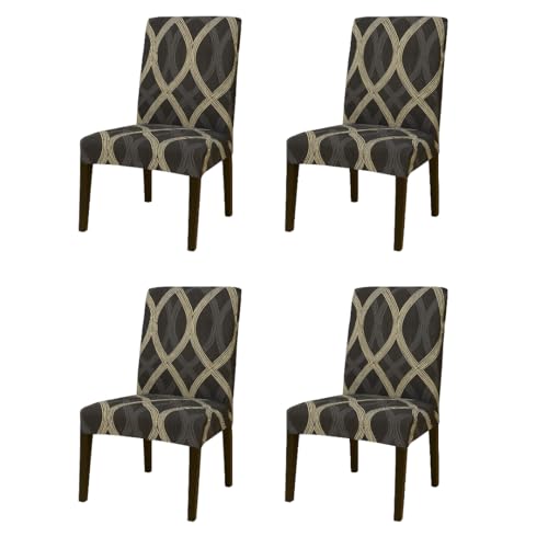 Homerz Premium Pack of 4 Elastic Stretchable Dining Chair Cover, Removable Washable Elastic Floral Printed Dining Chair Covers seat Cushion pad Wooden (Diagram, Pack of 4) - Image 1